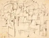 Ohne Titel 1947 / Häuser + Berg 1954 by Eduard Bargheer, ink, offered Mar 2024