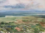 Aus der Südpfalz: Blick in die Rheinebene / 2 Kuhstudien by Otto Dill, watercolor, sold Mar 2024