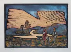 Eselreiter by Carlo Mense, linocut, sold Mar 2024