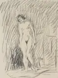 Stehender weiblicher Akt by Hans Purrmann, charcoal, offered Mar 2024