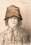Frau mit Hut by Franz Radziwill, 1927, pencil, offered Mar 2024