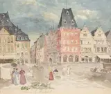 Sammlung von 13 Ansichten (Ortschaften und Landschaften) by Carl Rüdell, watercolor, sold Mar 2024