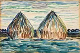 Strohmieten by Christian Rohlfs, 1906, watercolor, sold Mar 2024