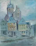 Sammlung von 10 Ansichten (Ortschaften und Landschaften) by Carl Rüdell, watercolor, sold Mar 2024