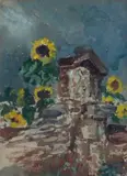 Sammlung von 13 Ansichten verschiedener Motive (Kircheninnenräume, Portäts, Pflanzen) by Carl Rüdell, watercolor, sold Mar 2024