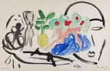 Ohne Titel (Badende) by Stefan Szczesny, 1982, gouache, offered Mar 2024