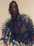 Ohne Titel (Kopf) by Max Uhlig, watercolor, offered Mar 2024