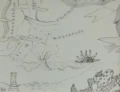 Atoll by Heinz Trökes, 1949, drawing, offered Mar 2024