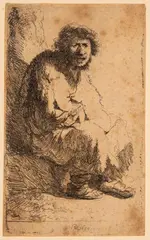 Selbstbildnis als Bettler by Rembrandt, 1630, etching, sold Sep 2024