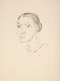 Frauenkopf mit Halskette (Frau Parcus) by Max Beckmann, 1921, lithograph, sold Sep 2024