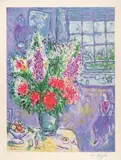 Autoportrait avec Bouquet de Fleurs by Marc Chagall, color lithograph, offered Sep 2024