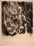 Der Fahnenträger (Selbstbildnis) by Lovis Corinth, etching, sold Sep 2024