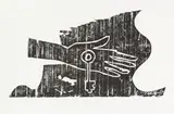 6 Schlüssel im Holz by Felix Droese, 1995, woodcut, offered Sep 2024