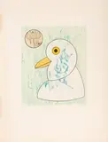 Nous sommes la somme de nos envergures (aus: Oiseaux en péril) by Max Ernst, 1975, color etching, sold Sep 2024