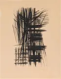 L 61 (Schwarz-Weiß) by Hans Hartung, 1958, lithograph, offered Sep 2024