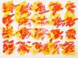 Geschriebene Bilder VII by Günther Uecker, 2014, color lithograph, offered Sep 2024