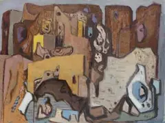 Farbige Felswand by Richard Gessner, 1972, oil on canvas, offered Sep 2024