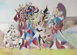 Figurinen by Hubert Berke, 1945, watercolor, sold Sep 2024