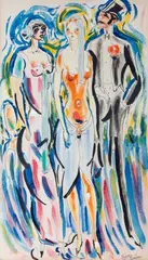Figürliche Szene (Feine Gesellschaft) by Rudolf Bauer, watercolor, sold Sep 2024