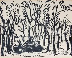 Heilige Familie by Fritz Bleyl, 1920, ink, offered Sep 2024