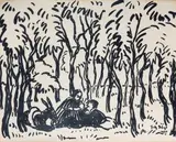 Heilige Familie by Fritz Bleyl, 1920, ink, offered Sep 2024