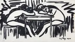 Die Schläfer by Fritz Bleyl, 1920, ink, sold Sep 2024