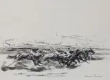 Pferderennen / 2 Reiter / Kutschenstudie by Otto Dill, watercolor, offered Sep 2024
