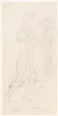 Junge Frau mit Blumenstrauß by Bruno Goller, pencil, sold Sep 2024