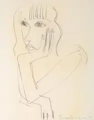 Mädchenkopf by Erwin Graumann, 1932, pencil, offered Sep 2024