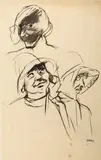 Ohne Titel (Drei Frauenkopfstudien / verso: Akt) by Karl Hubbuch, drawing, offered Sep 2024