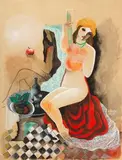 Weiblicher Akt by Béla Kádár, gouache, offered Sep 2024