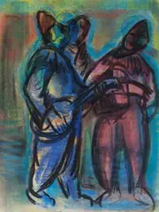 Clowns by Will Küpper, oil, offered Sep 2024