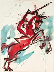 Ohne Titel (Apokalyptischer Reiter I) by Helge Leiberg, 2001, ink, sold Sep 2024