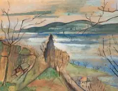 Blick zum Schweizer Ufer bez by Helmuth Macke, watercolor, sold Sep 2024