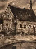 Bauernhaus by Gert Heinrich Wollheim, ink, offered Sep 2024