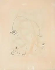 Bonjour by Max Ernst, 1966, color etching, offered Mar 2025