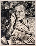 Bildnis Carl Sternheim 1925 / Der Schriftsteller Friedrich Wolf 1947 by Conrad Felixmüller, woodcut, sold Mar 2025
