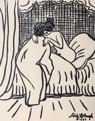 Potiphars Weib by Fritz Bleyl, 1920, ink, sold Mar 2025