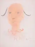 Ohne Titel (Harlekin) by Jean Cocteau, 1954, pastel, sold Mar 2025