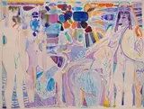 Ohne Titel (Frauenakte, Kriegerinnen) by Edvard Frank, watercolor, sold Mar 2025