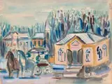 Pferdekutsche vor Villa by Werner Gilles, watercolor, offered Mar 2025