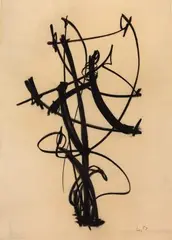 52/146 by Norbert Kricke, 1952, charcoal, sold Mar 2025