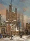 Winterliche Szene mit Blick auf Groß St by Carl Rüdell, watercolor, sold Mar 2025