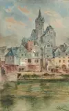 Ansicht Schwäbisch Hall 1897 / Diez an der Lahn by Carl Rüdell, watercolor, sold Mar 2025