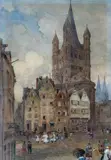 Karneval an Groß St by Carl Rüdell, watercolor, sold Mar 2025