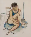 Balletteuse / Am Klavier by Georg Tappert, watercolor, sold Mar 2025