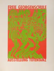 Plakate zum Totentanz by HAP Grieshaber, 1967, color woodcut, sold Sep 2025