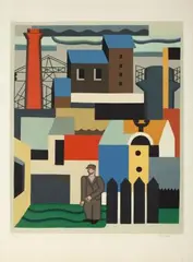 Fabrik by Florence Henri, color lithograph, sold Sep 2025