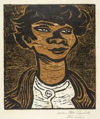 Jungenportrait by Otto Pankok, 1947, color woodcut, sold Sep 2025