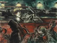 La belle automobiliste by Frans Masereel, 1965, gouache, sold Sep 2025